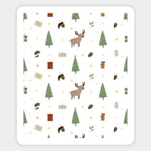 Reindeer, christmas trees and gifts Magnet